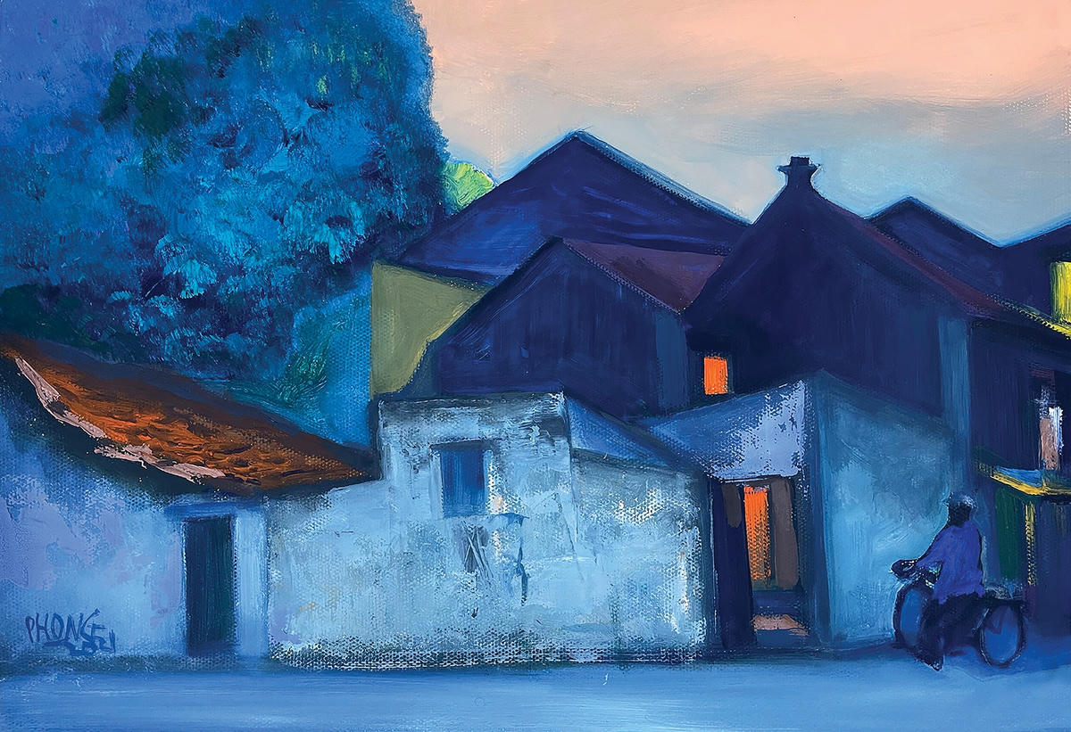 Tranh minh họa của họa sĩ Đào Hải Phong trong cuốn “Gió đầu mùa & Hà Nội băm sáu phố phường” .