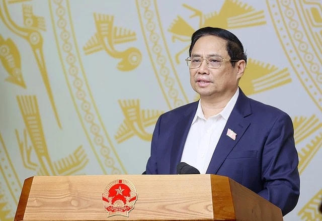 Thủ tướng Phạm Minh Chính phát biểu tại phiên họp. Nguồn: VTV.