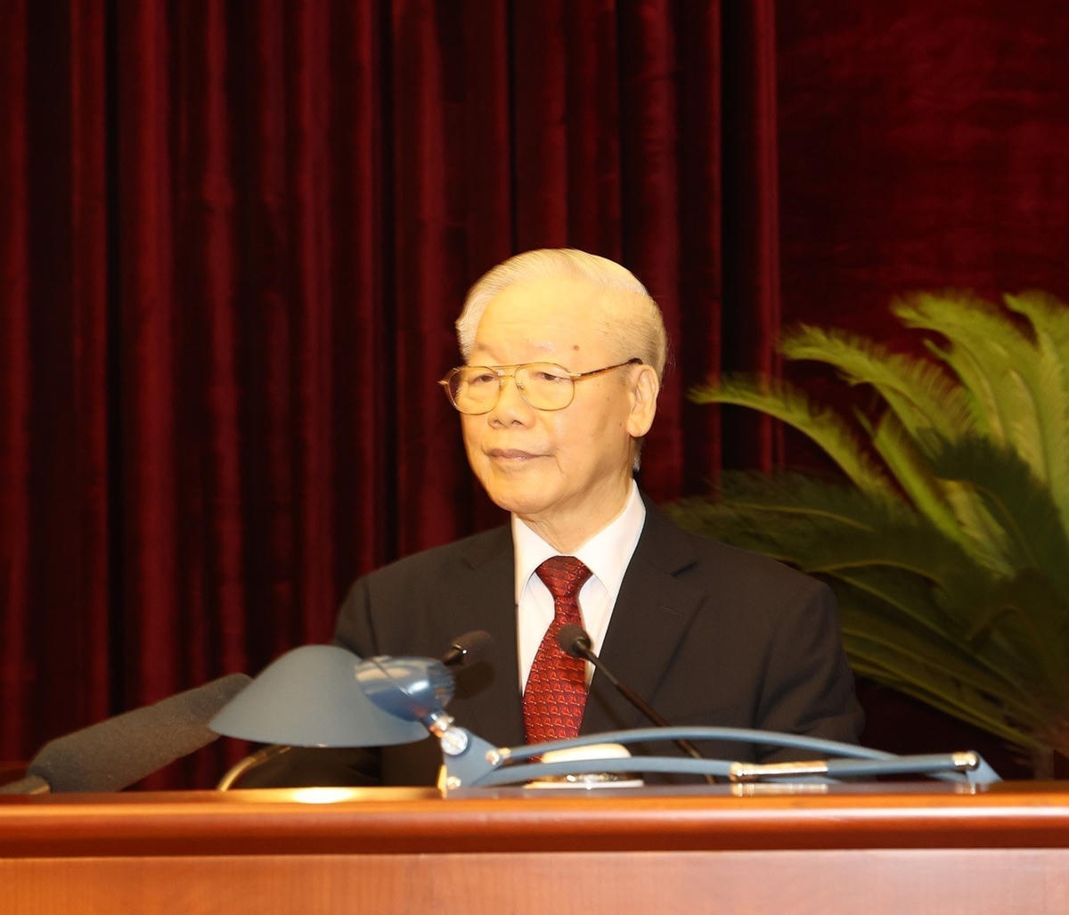 Tổng Bí thư Nguyễn Phú Trọng phát biểu bế mạc Hội nghị.