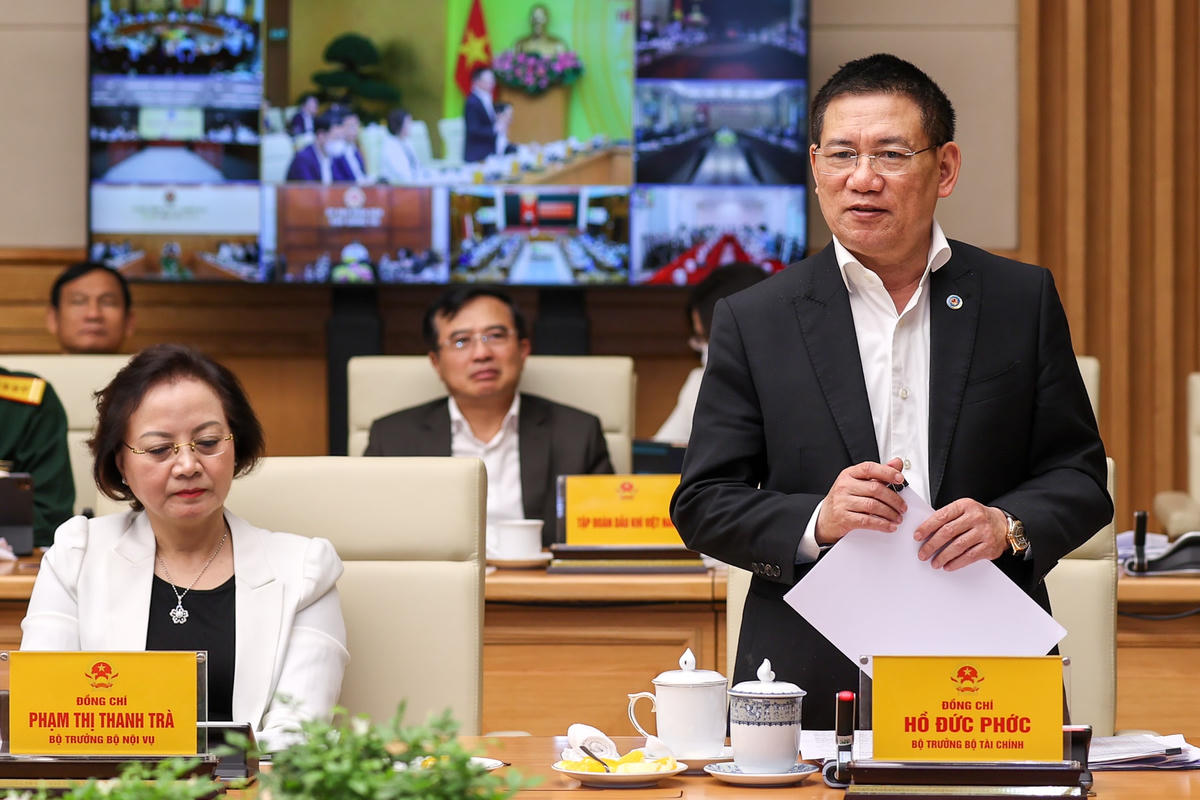 Bộ trưởng Bộ Tài chính Hồ Đức Phớc phát biểu tại Hội nghị trực tuyến toàn quốc về "Tiếp tục đổi mới, nâng cao hiệu quả hoạt động nhằm huy động nguồn lực của doanh nghiệp nhà nước trong phát triển kinh tế - xã hội".