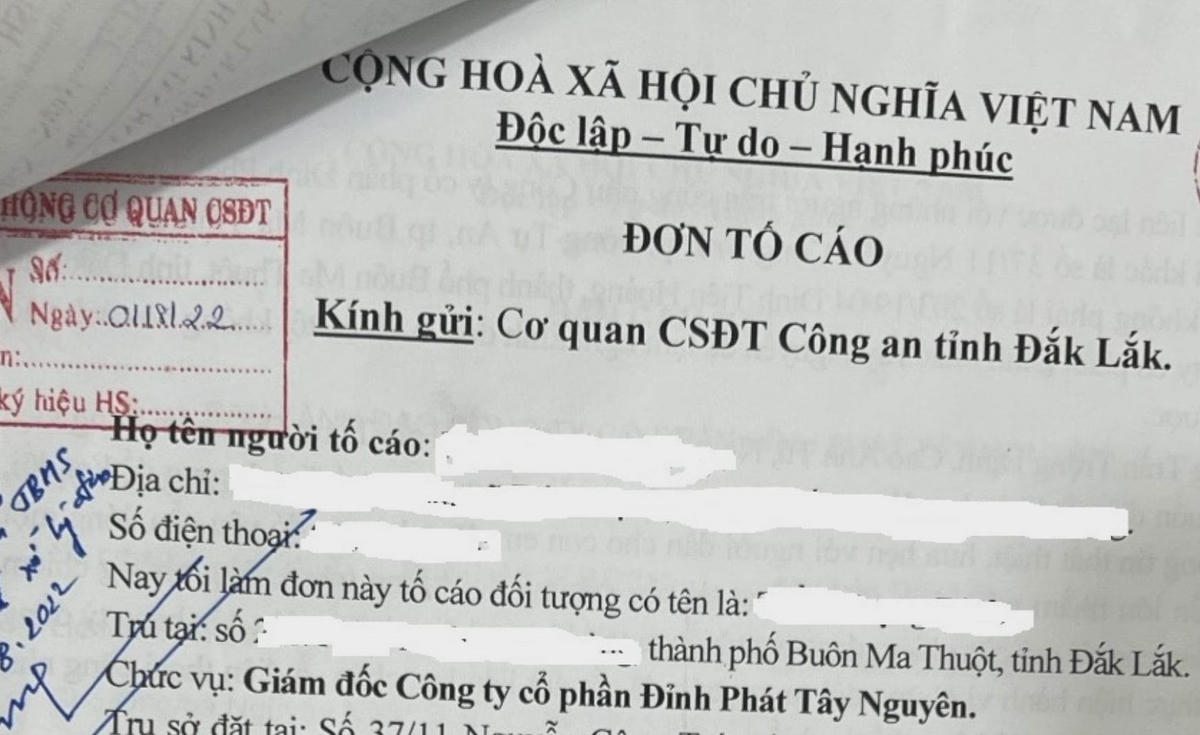 Đơn tố cáo của người dân.