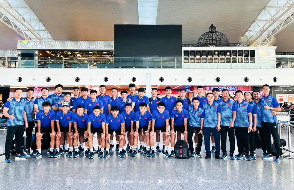 Đội U22 Việt Nam lên đường dự giải giao hữu quốc tế CFA Team China 2024. Ảnh: VFF.