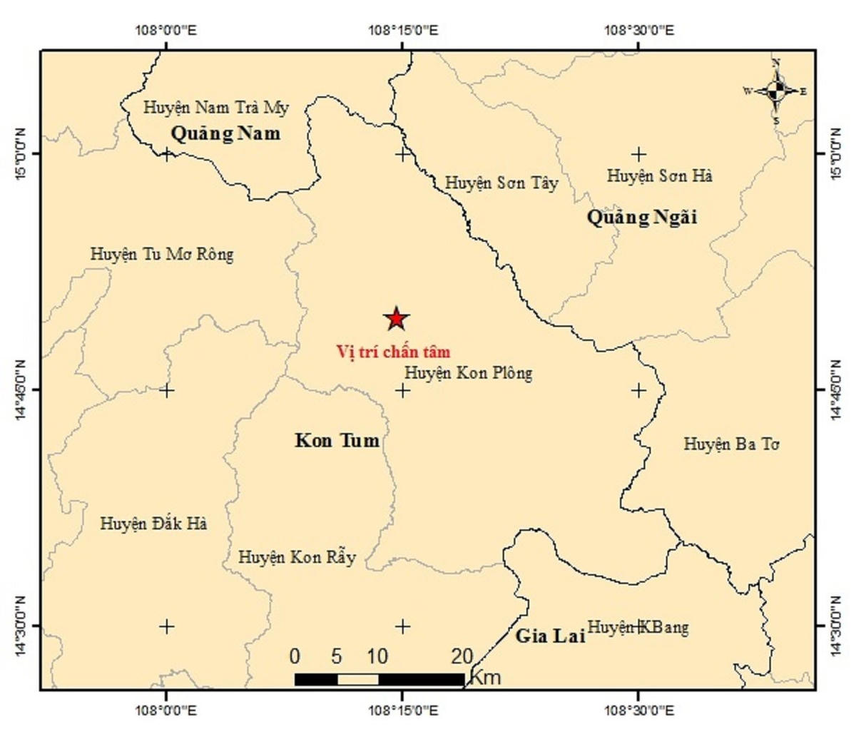 Động đất 5.0 độ richter ở Kon Tum gây rung lắc nhiều tỉnh thành miền Trung