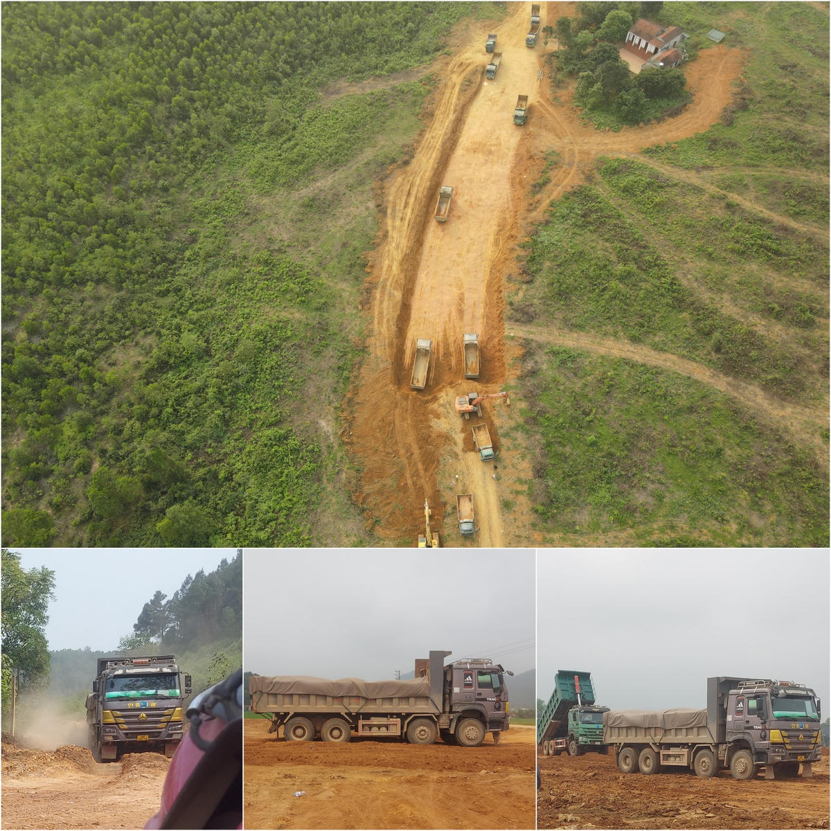 Đất tận thu từ dự án làm đường giao thông ở xã Hà Sơn được các xe tải đưa về san lấp trái phép tại xã Hà Ngọc trong suốt nhiều ngày.