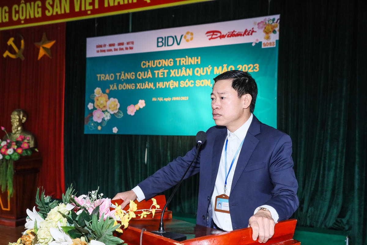 Ông Lê Xuân Quảng, Chủ tịch UBND xã Đông Xuân phát biểu tại Chương trình. Ảnh: Quang Vinh.