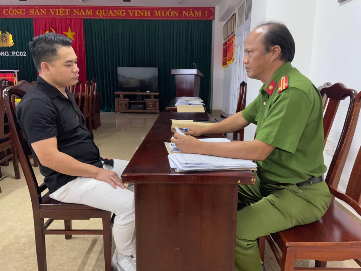 Đối tượng Nguyễn Thanh Toàn tại cơ quan Công an.