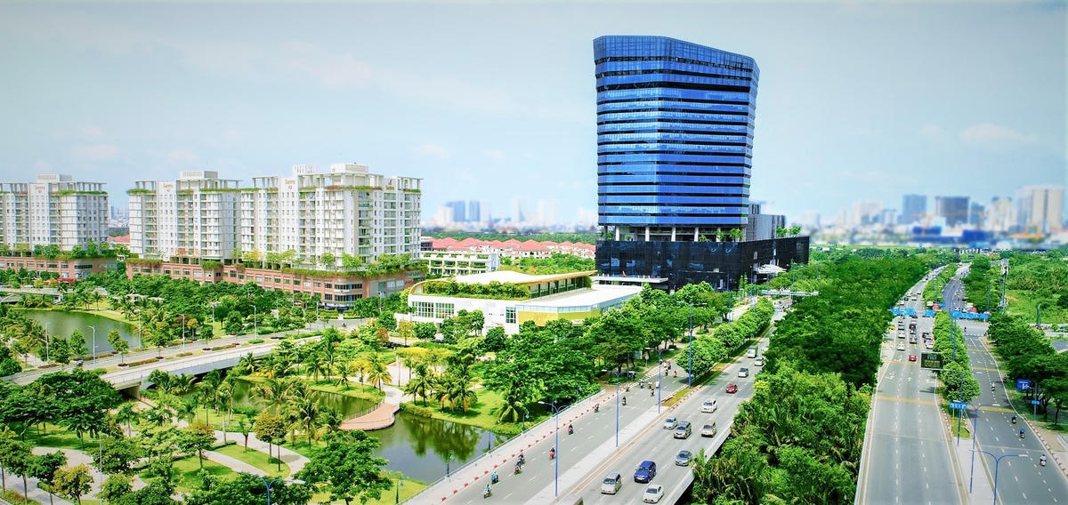 Một góc đô thị kiểu mẫu nằm trong Khu đô thị mới Thủ Thiêm thuộc TP Thủ Đức.