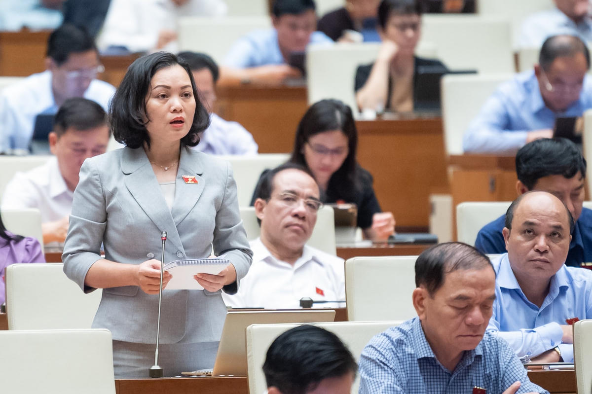 Bà Huỳnh Thị Phúc phát biểu (Ảnh: Quang Vinh)