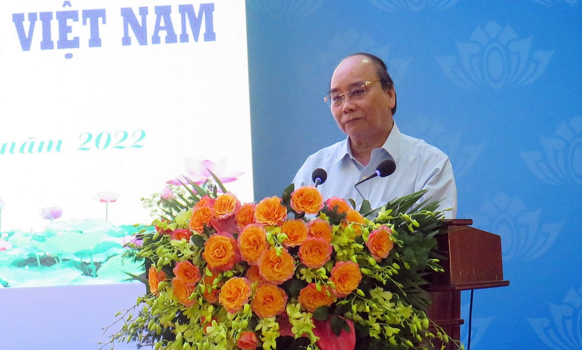 Chủ tịch nước Nguyễn Xuân Phúc phát biểu tại buổi gặp mặt kỷ niệm 77 năm Ngày Quốc khánh 2-9.