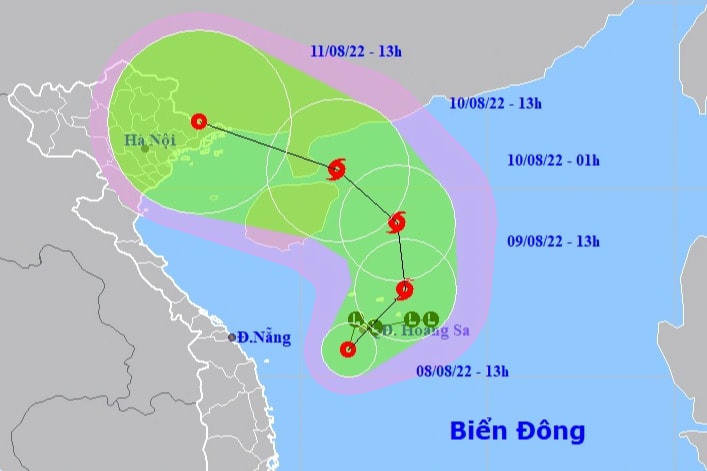Vị trí và hướng di chuyển của áp thấp nhiệt đới. (Ảnh: NCHMF).