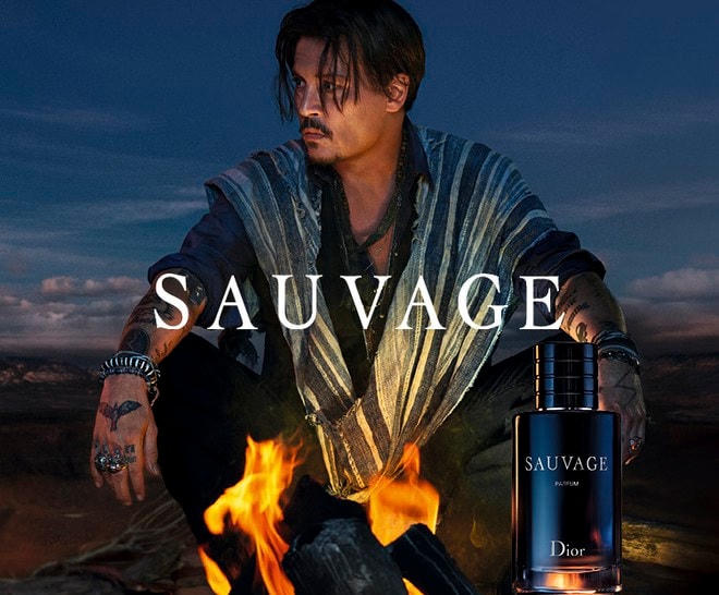 Hình ảnh chính thức quảng bá cho dòng nuóc hoa nam Dior Sauvage của Johnny Depp.