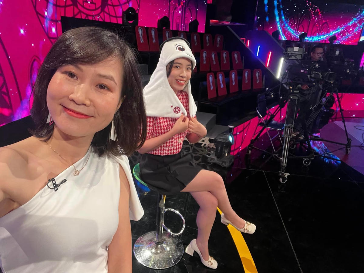 Cựu tuyển thủ hào hứng chia sẻ khoảnh khắc trước khi tham gia chương trình.  Ảnh: FB Đỗ Thị Ngọc Châm.    