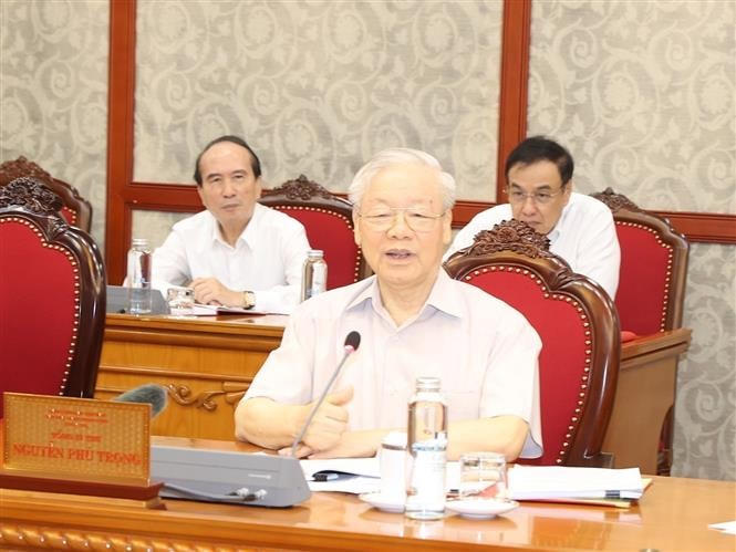 Tổng Bí thư Nguyễn Phú Trọng phát biểu tại cuộc họp.