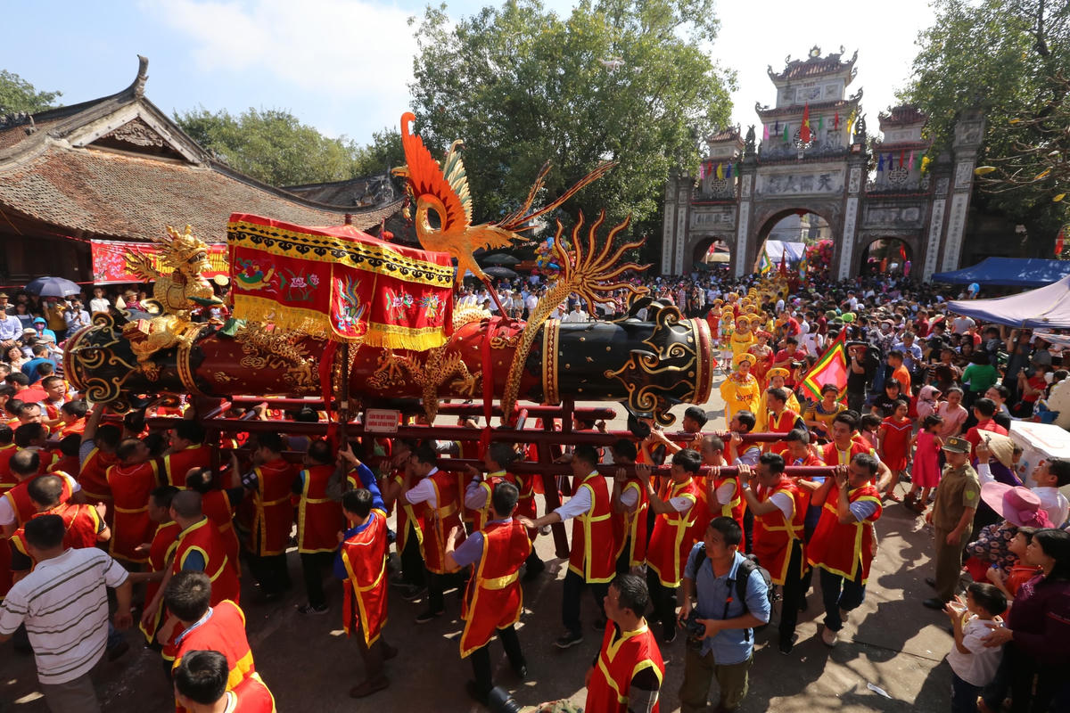 Tại Lễ hội rước pháo Đồng Kỵ (xã Đồng Quang, Từ Sơn, Bắc Ninh). Ảnh minh họa: Quang Vinh