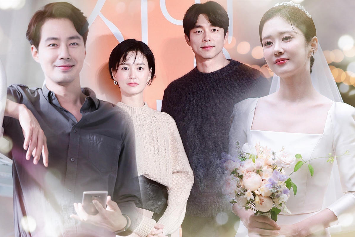 Jo Ji Sung (áo đen bên trái) khiến công chúng hoang mang khi “lên xe hoa” cùng cựu phát thanh viên đài SBS.
