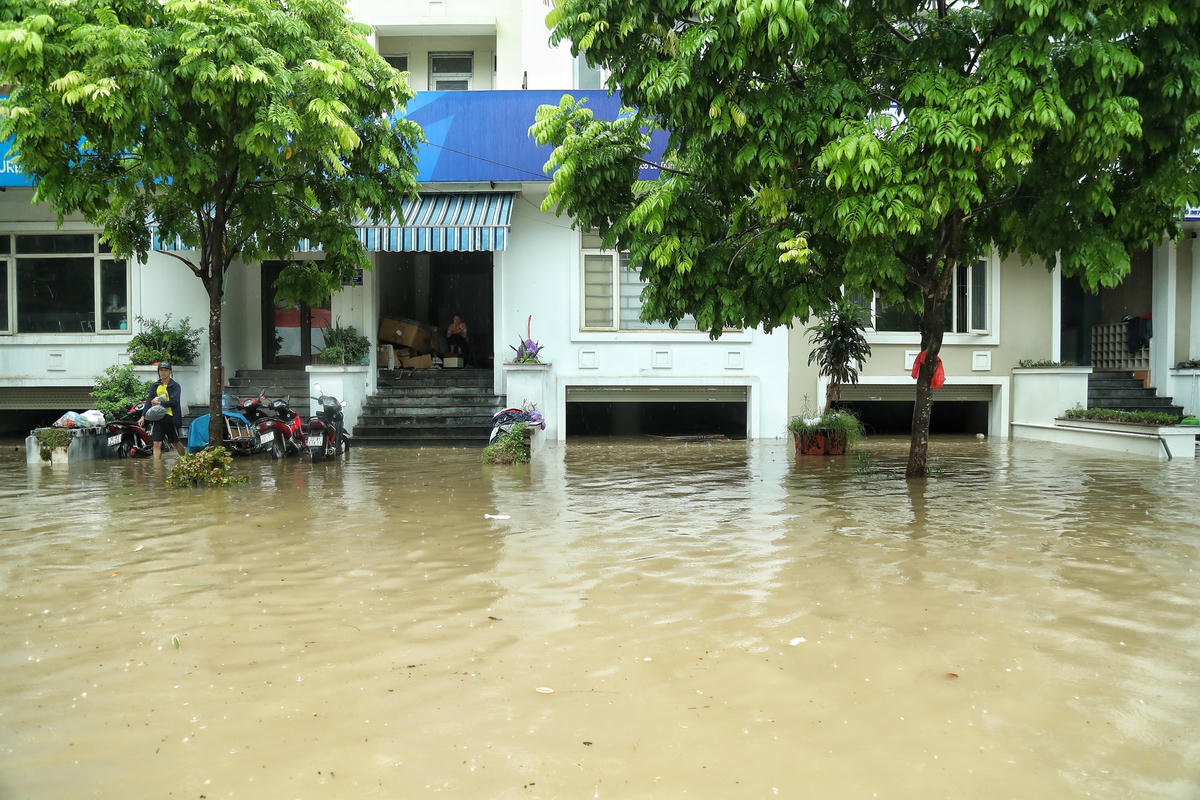 Các căn hầm khu liền kề đều bị ngập trong "biển" nước.