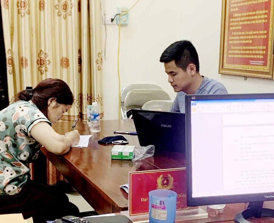 Cơ quan công an làm việc với chị H.T.Th.