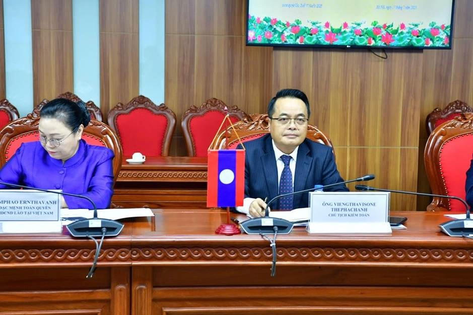 Chủ tịch Kiểm toán nhà nước Lào Viengthavisone Thephachanh tại buổi tiếp- Ảnh: X.Hồng