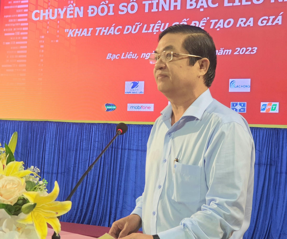 Phó chủ tịch UBND tỉnh Bạc Liêu Huỳnh Chí Nguyện phát biểu tại Hội thảo.