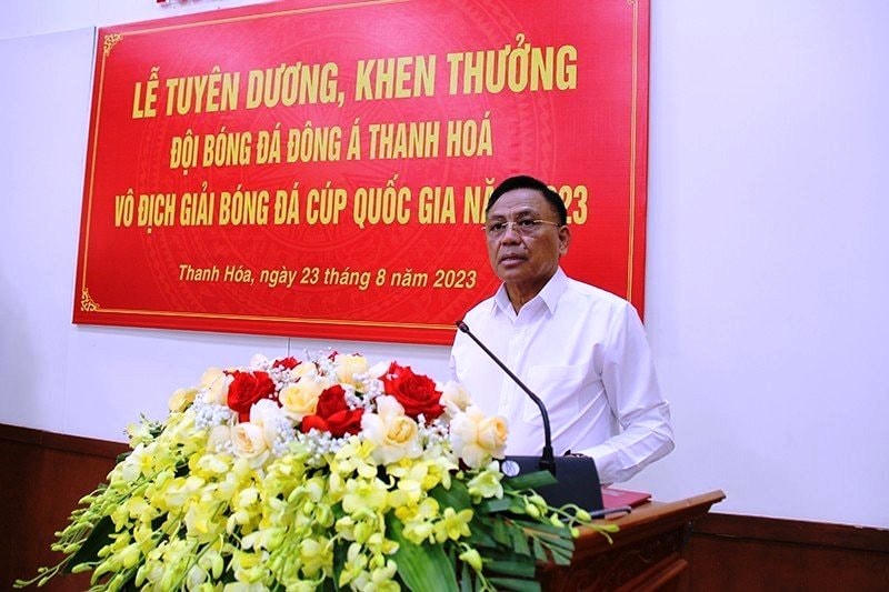 Phát biểu tại buổi lễ, ông Cao Tiến Đoan, Chủ tịch CLB bóng đá Đông Á Thanh Hóa khẳng định: “Thành tích vô địch Cúp Quốc gia 2023 của Đông Á Thanh Hóa là bước ngoặt lịch sử, mở ra những mục tiêu lớn trên hành trình chinh phục các giải thưởng danh giá nhất của bóng đá Việt Nam và cả cấp độ khu vực trong thời gian tới!".