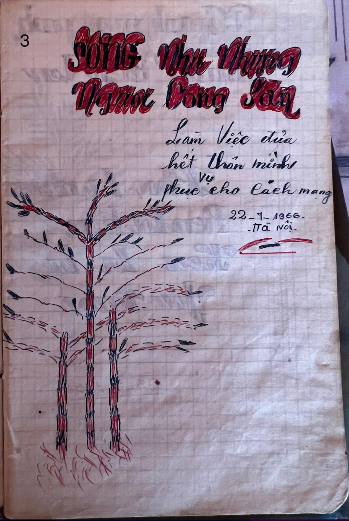 Cuốn sổ lưu bút đã khắc họa quyết tâm của người chiến sĩ cộng sản Cao Xuân Tuất. Ảnh: Đặng Huyền từ New York.