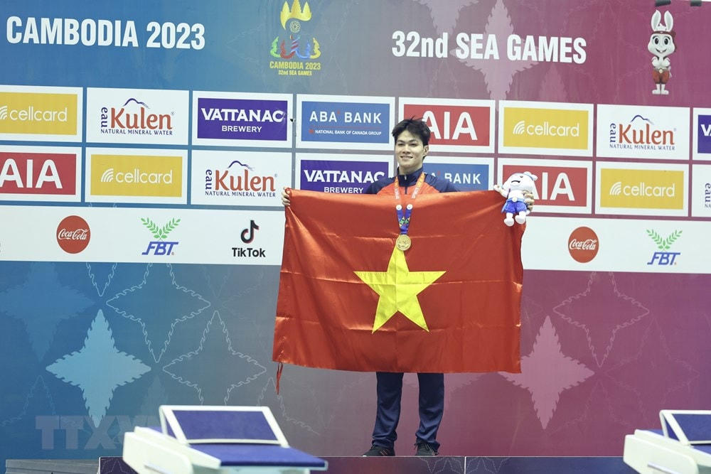 Trần Hưng Nguyên đã giành được 3 HCV tại SEA Games 32. (Ảnh: Minh Quyết/TTXVN).