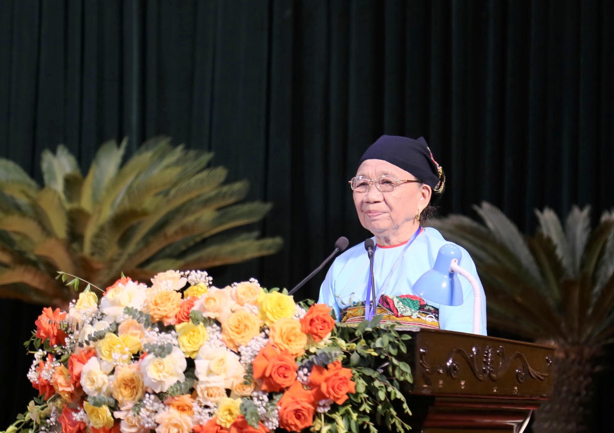 Các điển hình NCUT trong đồng bào các DTTS phát biểu tham luận tại hội nghị.