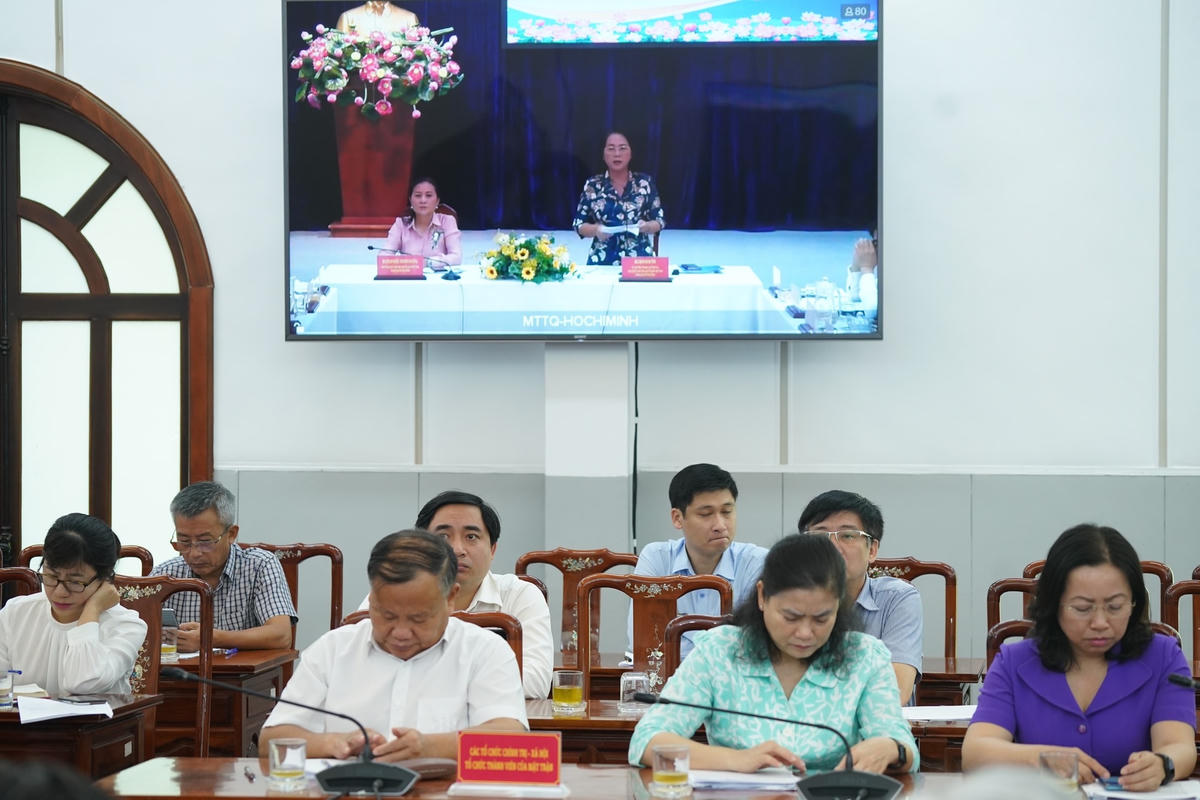 Đại biểu tham dự Hội nghị tại điểm cầu UBTƯ MTTQ Việt Nam. Ảnh: Quang Vinh.