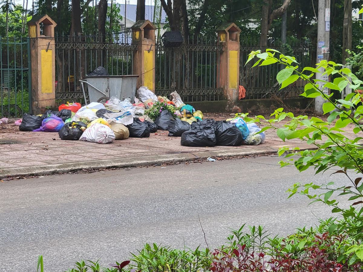 Rác thải được vứt trên vỉa hè, dọc con đường đi vào KDL.