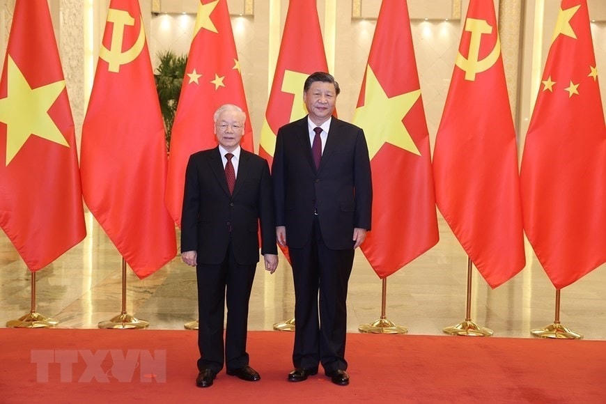 Tổng Bí thư Nguyễn Phú Trọng và Tổng Bí thư, Chủ tịch Trung Quốc Tập Cận Bình. (Nguồn: TTXVN).