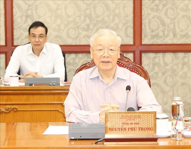 Tổng Bí thư Nguyễn Phú Trọng phát biểu tại cuộc họp.