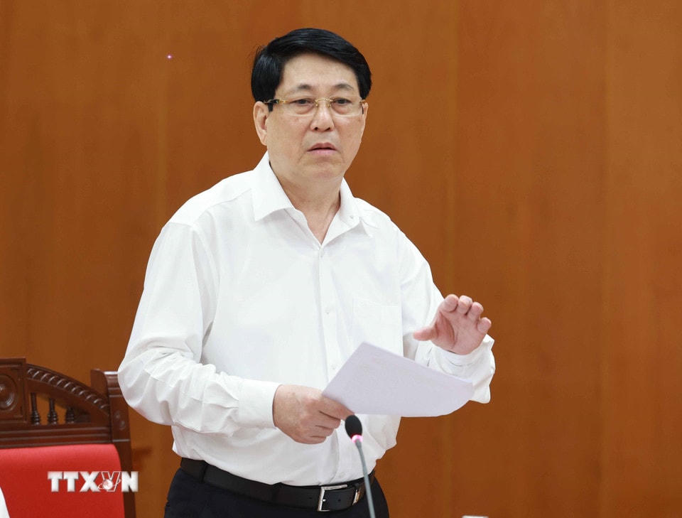 Chủ tịch nước Lương Cường phát biểu. (Ảnh: Thống Nhất/TTXVN)