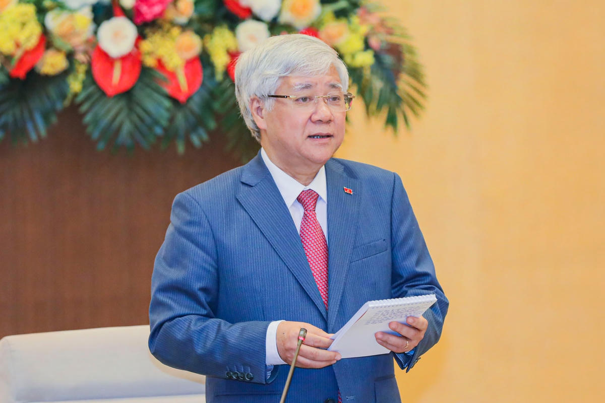 Bí thư Trung ương Đảng, Chủ tịch UBTƯ MTTQ Việt Nam Đỗ Văn Chiến phát biểu tại Hội nghị. Ảnh: Quang Vinh.
