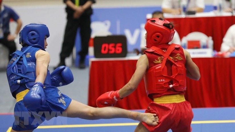 Wushu liên tiếp giành HCV về cho đoàn Việt Nam. (Ảnh: Phạm Hậu/TTXVN).