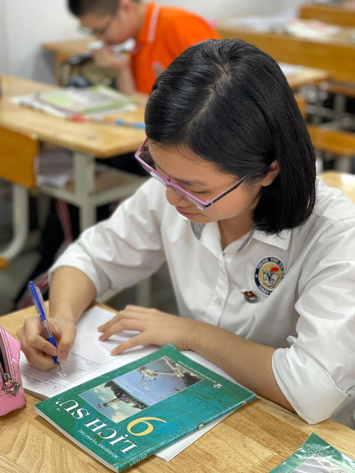 Học sinh Trường THCS Nhật Tân (quận Tây Hồ, Hà Nội) trong giờ học môn Lịch sử.