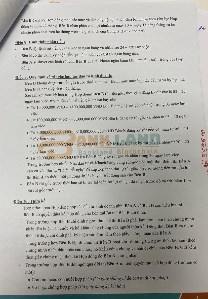 Một số điều khoản đẩy bất lợi cho nhà đầu tư của Bank Land.
