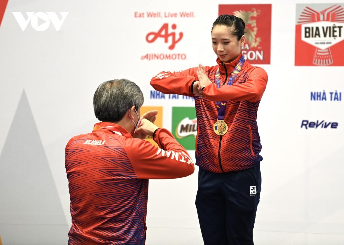 Chiều nay (13/5), wushu Việt Nam còn thi đấu những nội dung tán thủ. Tuy nhiên, đây chỉ là các trận đấu vòng loại và sẽ không có thêm huy chương được trao cho môn wushu trong ngày hôm nay. Ảnh: VOV.