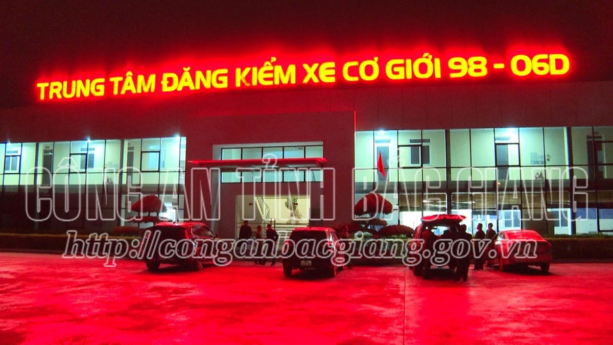 Trung tâm đăng kiểm xe cơ giới 98-06D. Ảnh: Công an tỉnh Bắc Giang. 