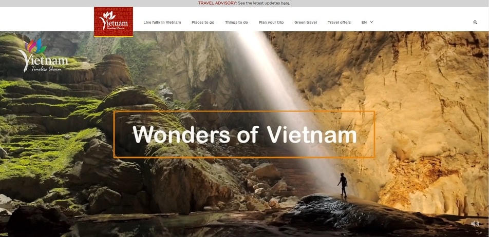 Website vietnam.travel. Ảnh: TCDL.