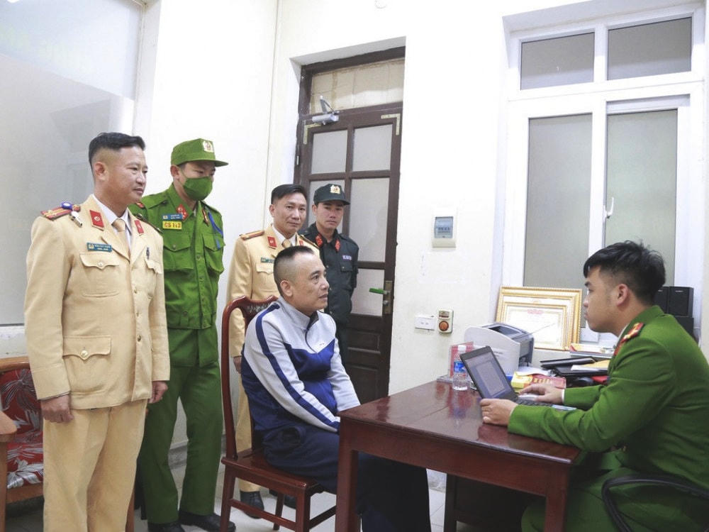 Đối tượng Dương Anh Đức tại cơ quan công an.