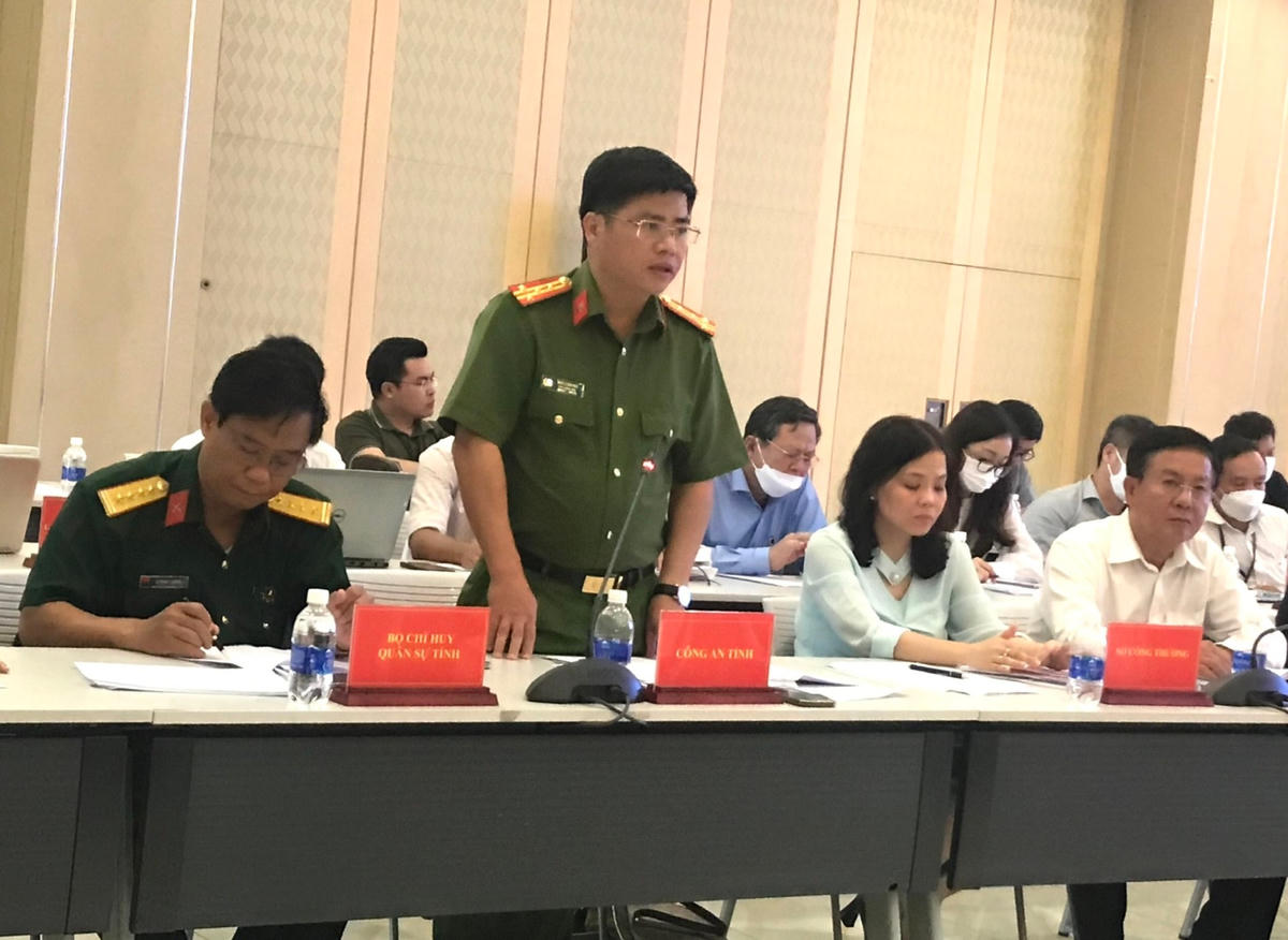 Đại tá Ngô Xuân Phú - Phó Giám đốc Công an tỉnh Bình Dương thông tin về tình hình an ninh, trật tự trên địa bàn tỉnh.