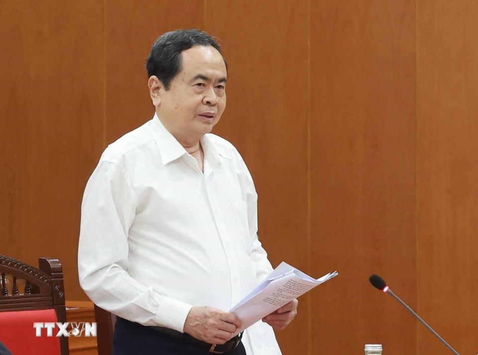 Chủ tịch Quốc hội Trần Thanh Mẫn phát biểu. (Ảnh: Thống Nhất/TTXVN)