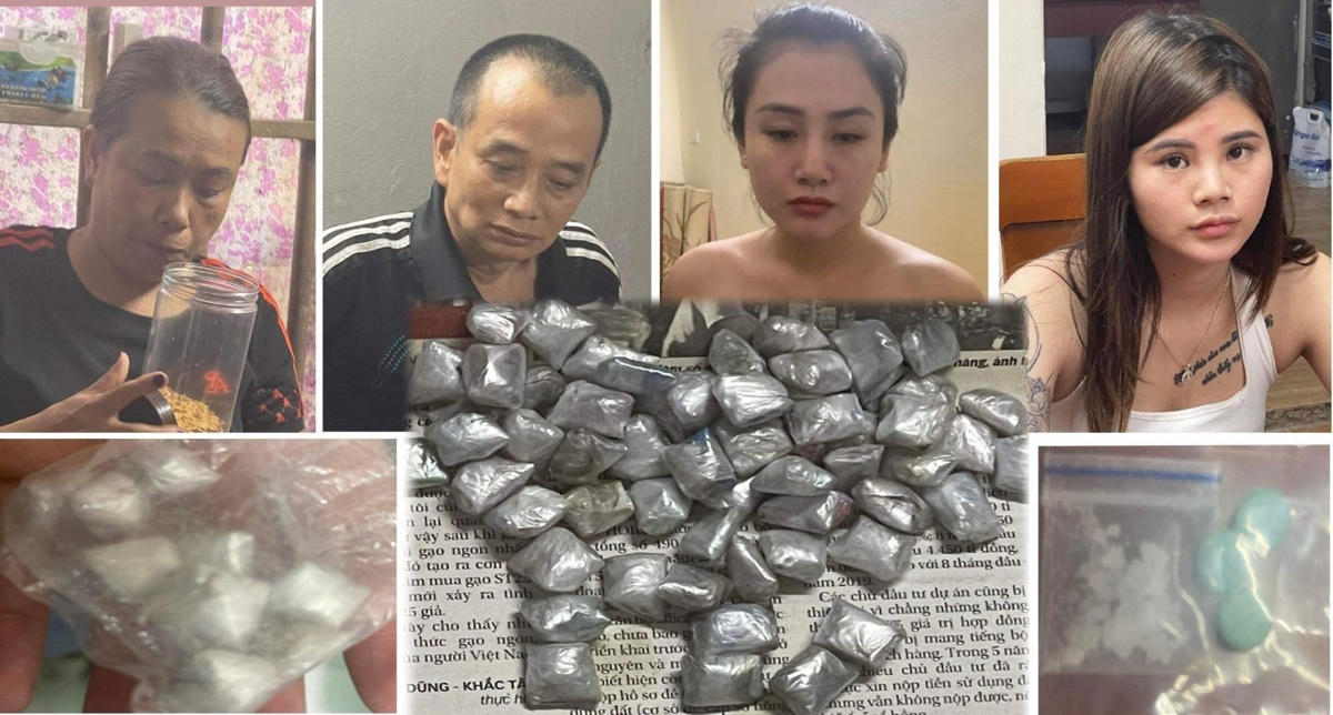 Nhóm người bị bắt quả tang đang tàng trữ, mua bán ma túy.