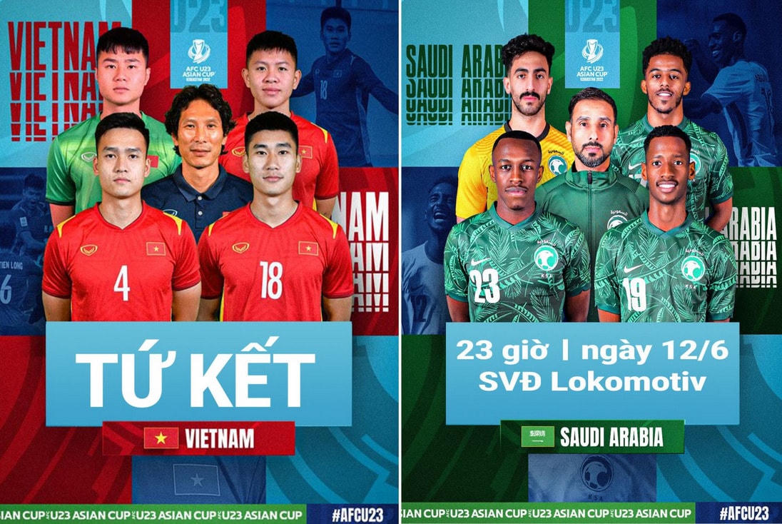 Trận tứ kết rất được chờ đợi giữa U23 Việt Nam và U23 Arabia Saudi.