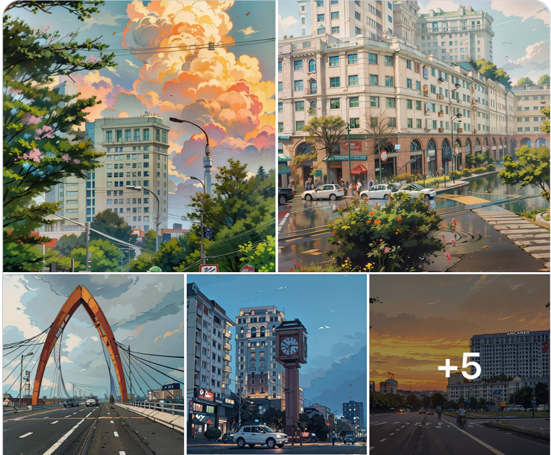Hình ảnh TP Bắc Ninh khi được AI tạo ra theo phong cách Anime. Ảnh chụp màn hình.