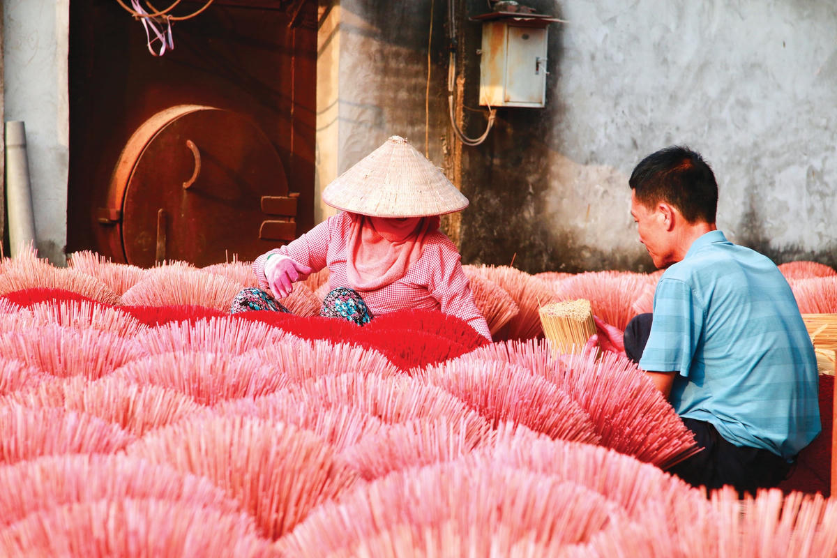 Phơi tăm hương.  
