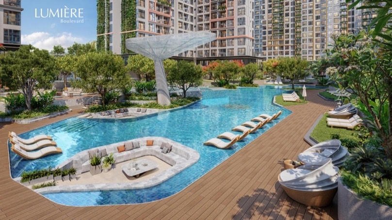 Tận hưởng chuẩn sống nghỉ dưỡng quốc tế với hồ bơi phi thuyền độc đáo.