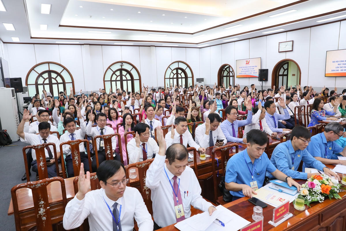 Các đại biểu biểu quyết thông qua chương trình, quy chế làm việc tại Đại hội.