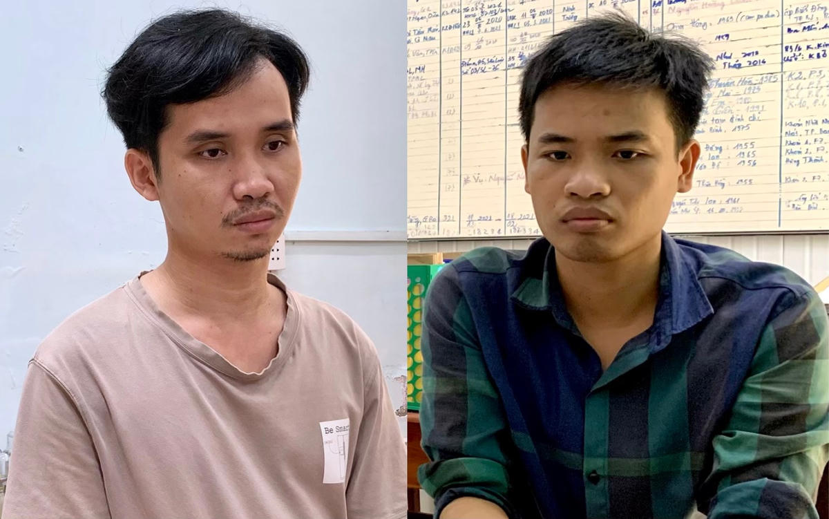 2 đối tượng Nguyễn Chi Lăng và Nguyễn Hồng Hoài tại cơ quan Công an.