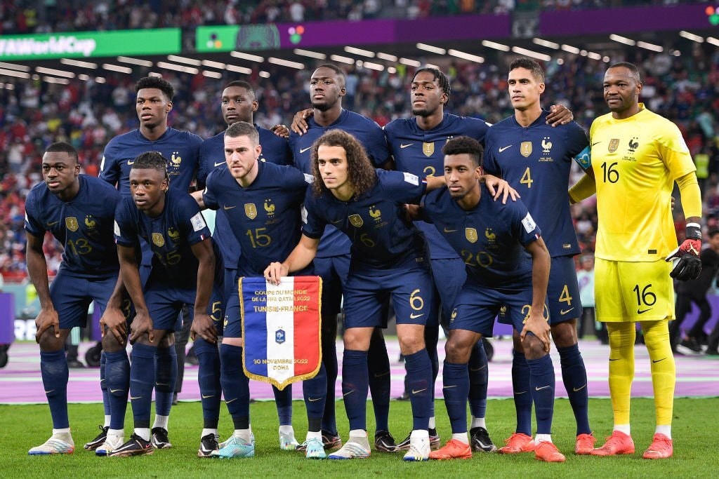 9/11 cầu thủ dự bị của Pháp được ra sân ngay từ đầu. Chỉ có Raphael Varane và Aurelien Tchouameni là hai cầu thủ đá chính trong các trận vừa qua. Ảnh: Getty